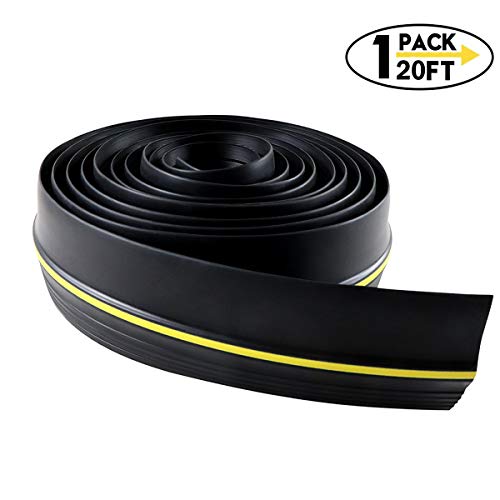 WHDZ Universal Garage Door Bottom Threshold Seal Strip, Rubber Weatherproof DIY Stripping Replacement Seal Strip Not Include Sealant Adhesive (20Ft, Black)