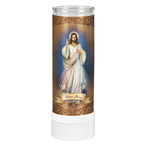 Devotional Candles Divine Mercy Flameless Plug-in Electric Candle, 8 Inch