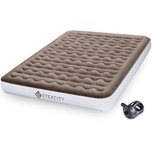 Etekcity Camping Air Mattress, Inflatable Mattress Air Bed Queen Twin with Rechargeable Pump, Leak-Proof Blow Up Mattress Raised Airbed , Height 9', Storage Bag