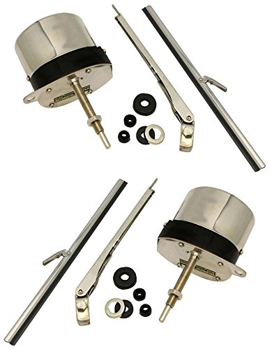 Pirate Mfg Universal 12V Stainless Windshield Wiper Motor Kit, Compatible with Street Rat Rod Chevy, Pair