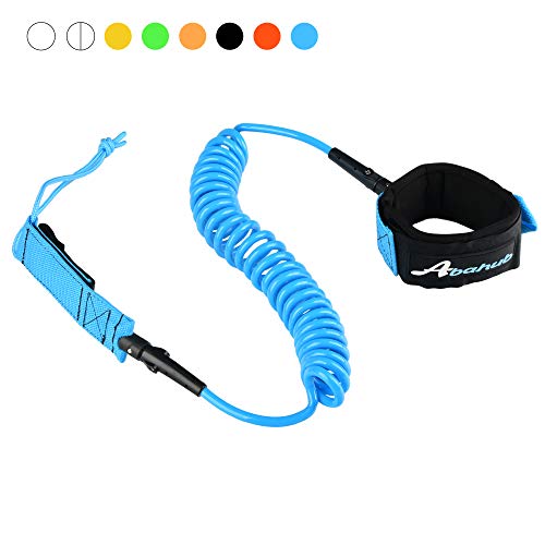 Abahub Premium Coiled SUP Leash, Stand-up Paddleboard Legrope, 10 feet Blue 7 mm Thick for Surfboard, Skimboard, Boogie Board