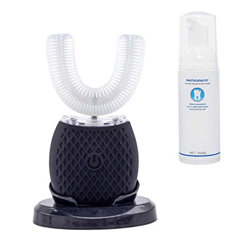 Automatic Toothbrush Ultrasonic Toothbrush 360° Clean Teeth Whitening Kits U Toothbrush 30''Brushing Mode Black