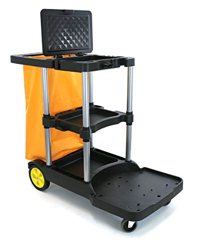 Commercial Janitorial cart, Heavy-Duty, 25 Gallon Yellow Bag with Cover.