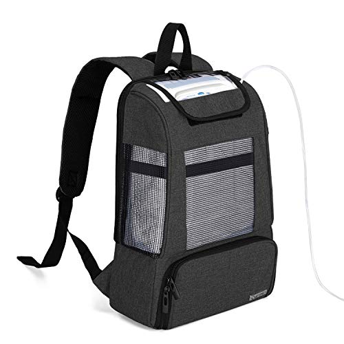CURMIO Portable Oxygen Concentrators Backpack, Universal POC Travel Carrying Bag with Mesh Panels for Breathability, Compatible for Inogen, Oxygo, Caire Units, Perfect for on-The-go,Black-Bag ONLY