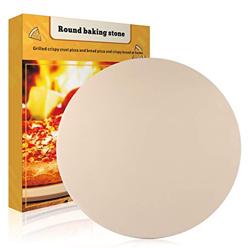 JulyPanny Pizza Stone, 15” Ceramic Pizza Grilling Stone/Baking Stone, Perfect Baking Tools for BBQ and Grill - Thermal Shock Resistant, Durable and Safe Pizza Pan