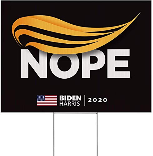 Oligei Nope Sign, Biden Yard Sign, Biden Harris 2020, Anti Trump Yard Signs 2020 Double Sided Print Waterproof, Joe Biden Yard Sign with 17' Heavy Duty Metal H-Frames 12'x18'