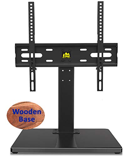 FORGING MOUNT Wooden Base Universal TV Stand-Tabletop TV Stand Base for 32 to 55 Inch OLED LED LCD TVs-Height Adjustable TV Mount Stand with Wire Management, Holds up to 99lbs, VESA 400x400mm(Max)