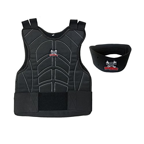 Maddog Sports Padded Chest Protector w/Neck Protector Safety Combo - Black
