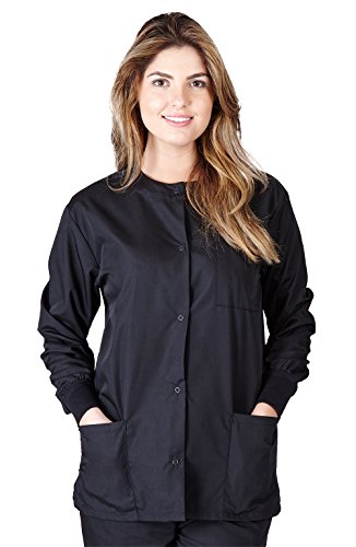 Natural Uniforms Women's Workwear Lightweight Warm Up Jacket (Large, Black)