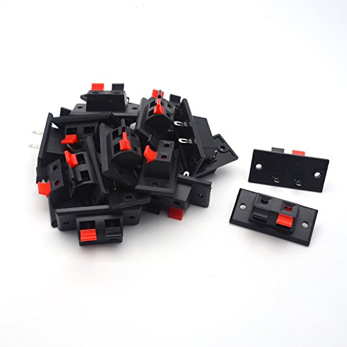 Antrader 20-Pack PCB Mount 1 Row 2 Position 2 Pin Stereo Speaker Plate Terminal Connector Block