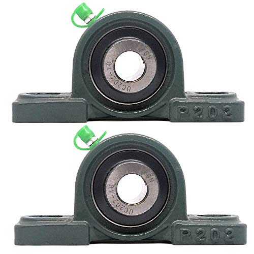 PGN - UCP202-10 Pillow Block Mounted Ball Bearing - 5/8' Bore - Solid Cast Iron Base - Self Aligning (2 Pack)