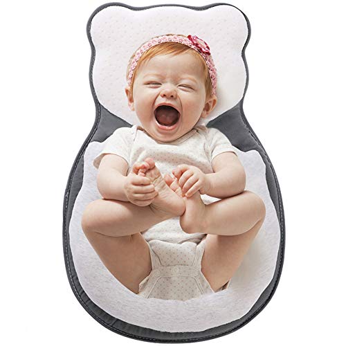 FOOING Baby Stereotypes Pillow Infant Newborn Anti Rollover Mattress Pillow for 0 12 Months Baby Sleep Positioning. Infant Sleep Positioner- Breathable Nursing Baby Lounger Protective Pillow (Grey)