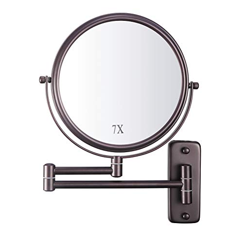 DECLUTTR Wall Mounted Makeup Mirror with 7X Magnification, 8 Inch Double Sided Vanity Magnifying Mirror for Bathroom, Oil-Rubbed Bronze