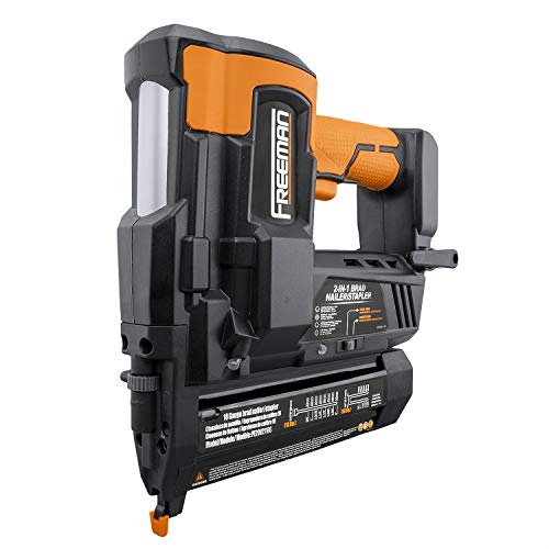 Freeman PE20V2118G Cordless 20V 2-in-1 18 Gauge 2' Nailer and Stapler with Batteries, Case, and Fasteners