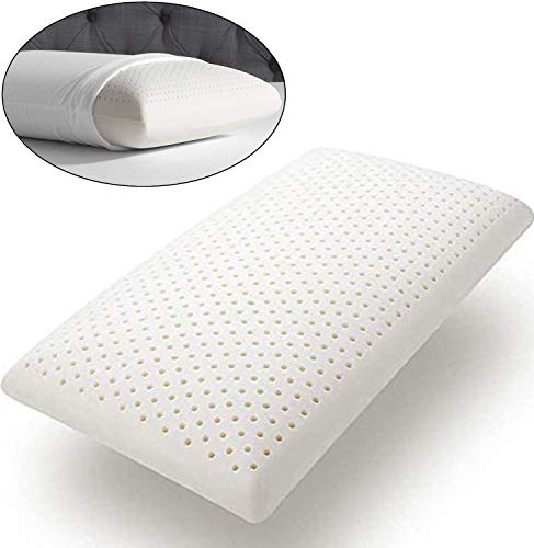 Talalay Latex Pillow - Ultra Soft Latex Foam Pillow with Machine Washable Cotton Cover, Natural Latex Bed Pillow for Sleeping (27.6×15.7×6.3 inch)