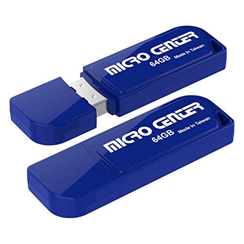 Micro Center 2 Pack 64GB USB 2.0 Flash Drive USB Stick External Data Storage Mini Thumb Drive with Keychain Hole(64GB-2 Pack, Blue)