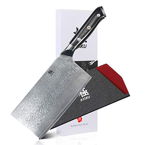 KYOKU Daimyo Series - Vegetable Cleaver Knife 7' - Japanese VG10 Steel Core Forged Damascus Blade - with Sheath & Case