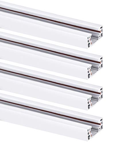 Hyperikon 4 Foot Lighting Section, Single Circuit, H Track Rail, 3-Wire, White, 4 Pack