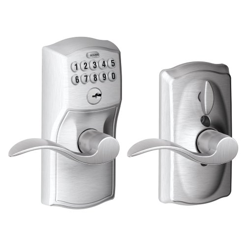 Schlage FE595 CAM 626 Acc Camelot Keypad Entry with Flex-Lock and Accent Levers, Brushed Chrome