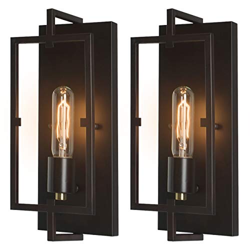 Rustic Vintage Bronze Wall Sconce Light Fixtures Set of 2,Oil Rubbed Bronze/Antique Brass Finish,Industrial Fixture Suitable for Bedroom Living Room Hallway,E26 Base,Bulb Included