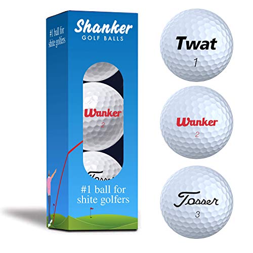 Shanker Golf Balls - Rude Trick Balls with Funny Sayings (Sleeve of 3, Novelty Gag, Playing Quality) - The #1 Ball for Shite Golfers