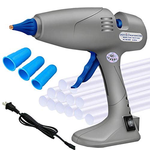 Hot Glue Gun - Monvict Full Size 80/120W Dual Power Heavy Duty Glue Gun, Corded & Detachable Cord Use, Base Stand Hot Melt Glue Gun Industrial for DIY, Home Repairs, Arft Crafts with 12 Glue Sticks