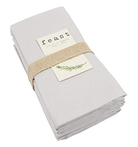KAF Home Feast Dinner Napkins | Set of 12 Oversized, Easy-Care, Cloth Napkins (18 x 18 Inches) - Gray