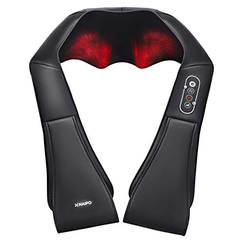 Naipo Shiatsu Back and Neck Massager with Heat Deep Kneading Massage for Neck, Back, Shoulder, Foot and Legs, Use at Home, Car, Office