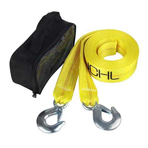 JCHL Nylon Tow Strap with Hooks 2”x20’ Car Vehicle Heavy Duty Recovery Rope 20,000 lbs Capacity Tow Rope for Car Truck Jeep ATV SUV