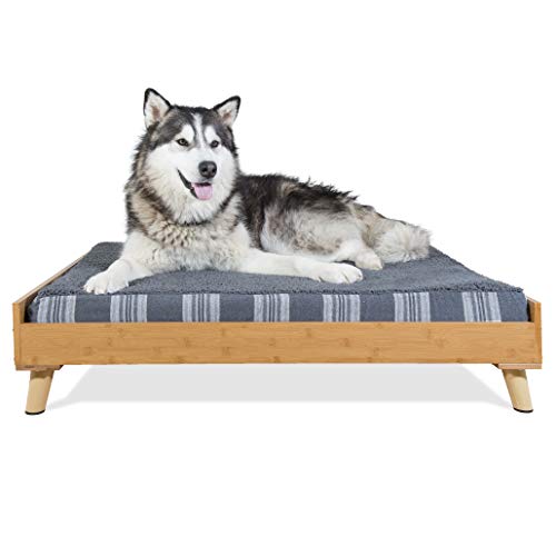 Furhaven Pet Dog Bed Frame - Mid-Century Modern Style Bed Frame Furniture for Pet Beds and Mattresses, Bamboo, Jumbo