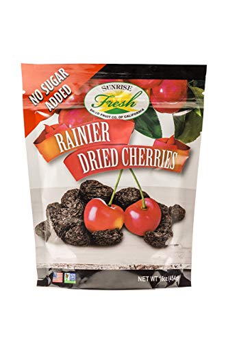 Dried Rainier Cherries, 16oz Bag, No Added Sugar, Sunrise Fresh Dried Fruit Co.