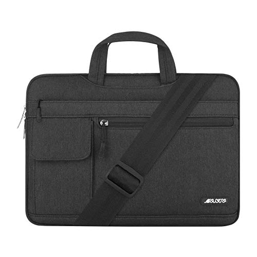 MOSISO Laptop Shoulder Bag Compatible with 13-13.3 inch MacBook Pro, MacBook Air, Notebook Computer, Polyester Flapover Briefcase Sleeve Case, Black