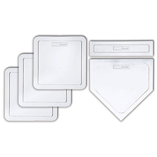 Franklin Sports Thrown Down Baseball Bases with Home Plate and Pitcher's Rubber - Rubber Base Set Perfect for Baseball, Teeball, and Kickball - Five Piece White