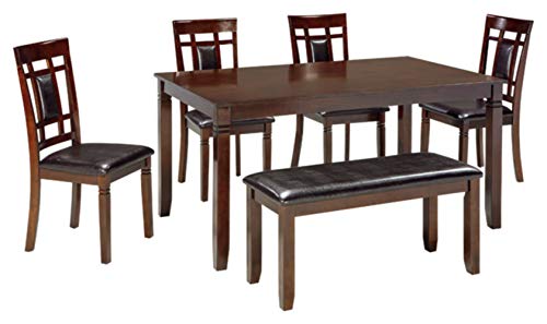 Signature Design by Ashley Bennox Dining Room Table and Chairs with Bench (Set of 6)