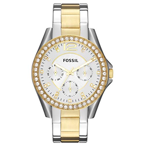Fossil Women's Riley Quartz Stainless Multifunction Watch, Color: 2T Silver/Gold (Model: ES3204)