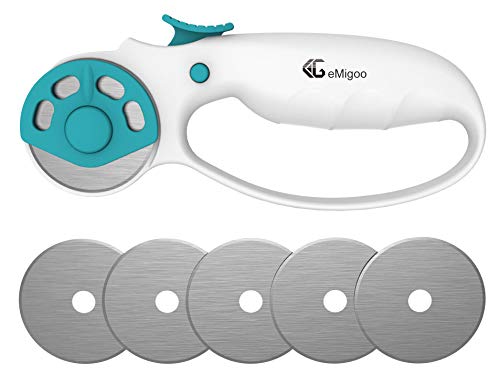 45mm Rotary Cutter for Fabric with 5 Pieces Replacement Blades Rotary Cutter with Safety Lock Sewing Accessories and Supplies for Crafting Sewing Quilting