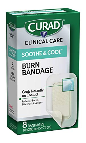 CURAD Soothe & Cool Burn Bandages, Instant Cooling, 1.8' x 2.96', 8 count