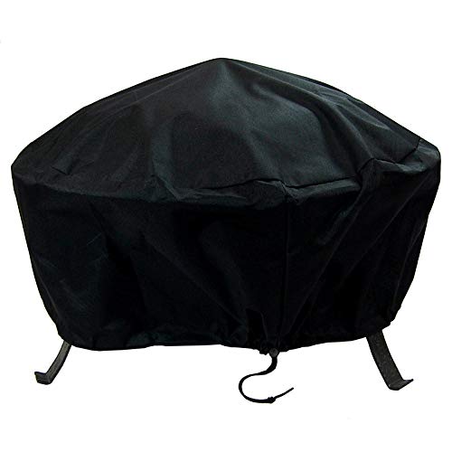 Sunnydaze Round Outdoor Fire Pit Cover - Waterproof and Weather Resistant Black Heavy Duty Vinyl PVC with Drawstring Closure - 36 Inch