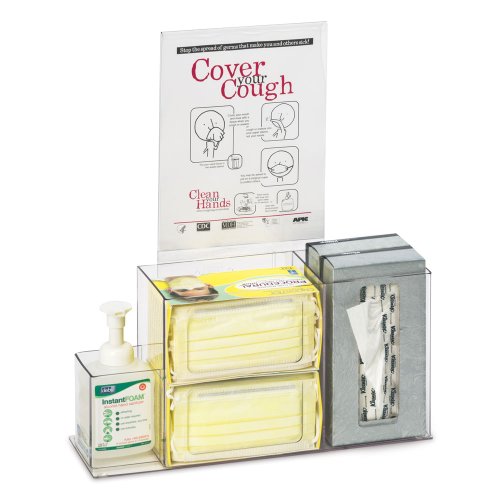 Clearform ML5240 Acrylic Respiratory Hygiene Station with Sign Holder