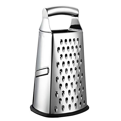 Spring Chef Box Grater, 4-Sided Stainless Steel Large 10-inch Grater for Parmesan Cheese, Ginger, Vegetables