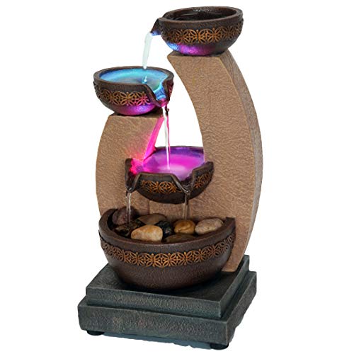 Nature's Mark 11' H Golden Tiered Bowl Fountain with Color Changing LED Lights - (No Adapter)