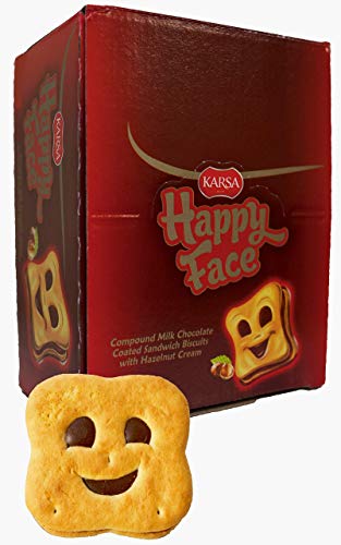 24pcs Cute Happy Face Snack for Everyday Occasions. European Chocolate with Hazelnut Filling. Individually Wrapped to Stay Fresh. Delicious with Milk/Tea/Coffee