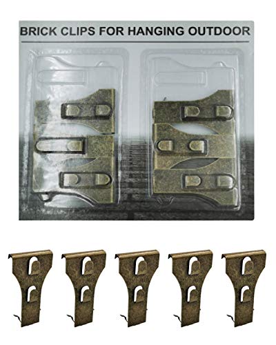Brick Clips - Bricks Clip for Hanging Outdoors Wall Pictures, Metal Brick Hangers Fastener Hook Brick Clamps Brick Clips Fireplace, Stone Hooks for Hanging Wreath Light Decorations 6 Pack