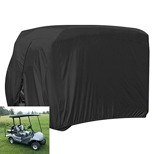 FLYMEI Waterproof Dust Prevention 2 Passenger Golf Cart Cover Fits EZ GO Club Car Yamaha Golf Carts(Black)