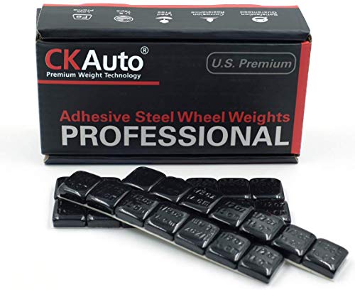 CKAuto 1/2oz, 0.5oz, Black, Adhesive Stick on Wheel Weights, GM, Ford, Chrysler, 63oz/Box, US Quality, (126pcs)