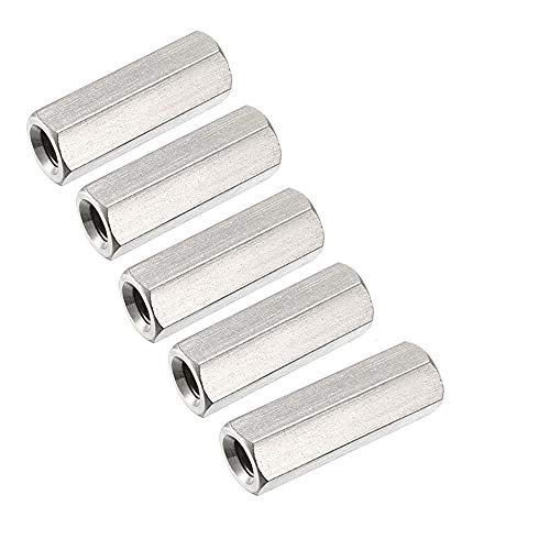 Smartsails 5PCS M6 X 1-Pitch 30mm Length 304 Stainless Steel Metric Hex Coupling Nut