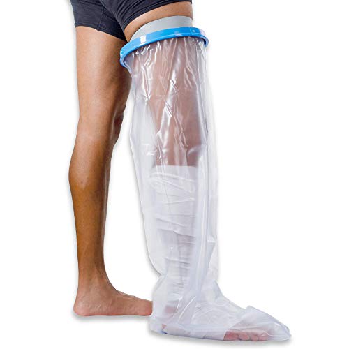 WareHome Supply Cast Protector - Waterproof Shower Protection for Injury - Cover for Broken Leg, Knee, Foot, Ankle, Burn and Wound - Heavy-Duty, Reusable Vinyl - Fits Adult Men and Women of All Sizes