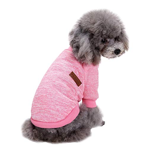 Fashion Focus On Pet Dog Clothes Knitwear Dog Sweater Soft Thickening Warm Pup Dogs Shirt Winter Puppy Sweater for Dogs (Pink, S)