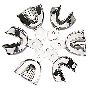 Set of 6 Pedo Dental Impression Trays Set Solid Denture Instruments Stainless Steel