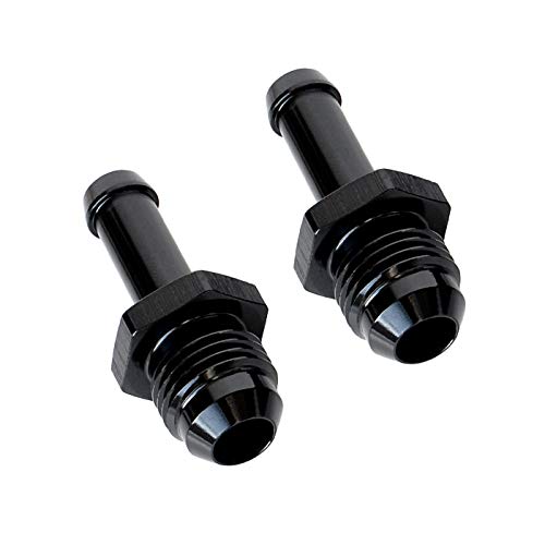 -6 AN AN6 Black Aluminum Male Flare to 5/16' 5/16 inch 7.9mm OD Push on Hose Barb Adapter Fitting, Pack of 2